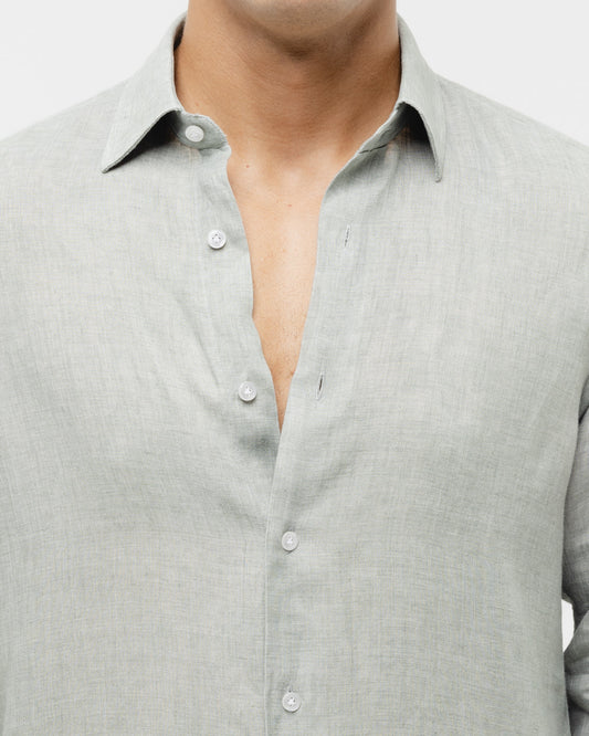 Stone Grey - 100% Linen Shirt