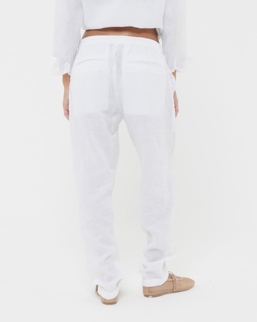 Pure White - 100% Linen Drawstring