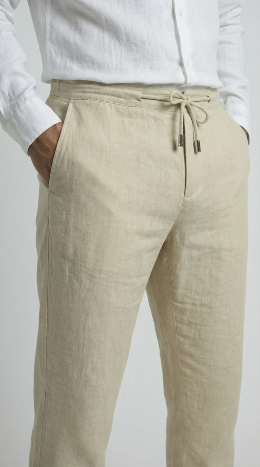 Sand Beige - 100% Linen Drawstring