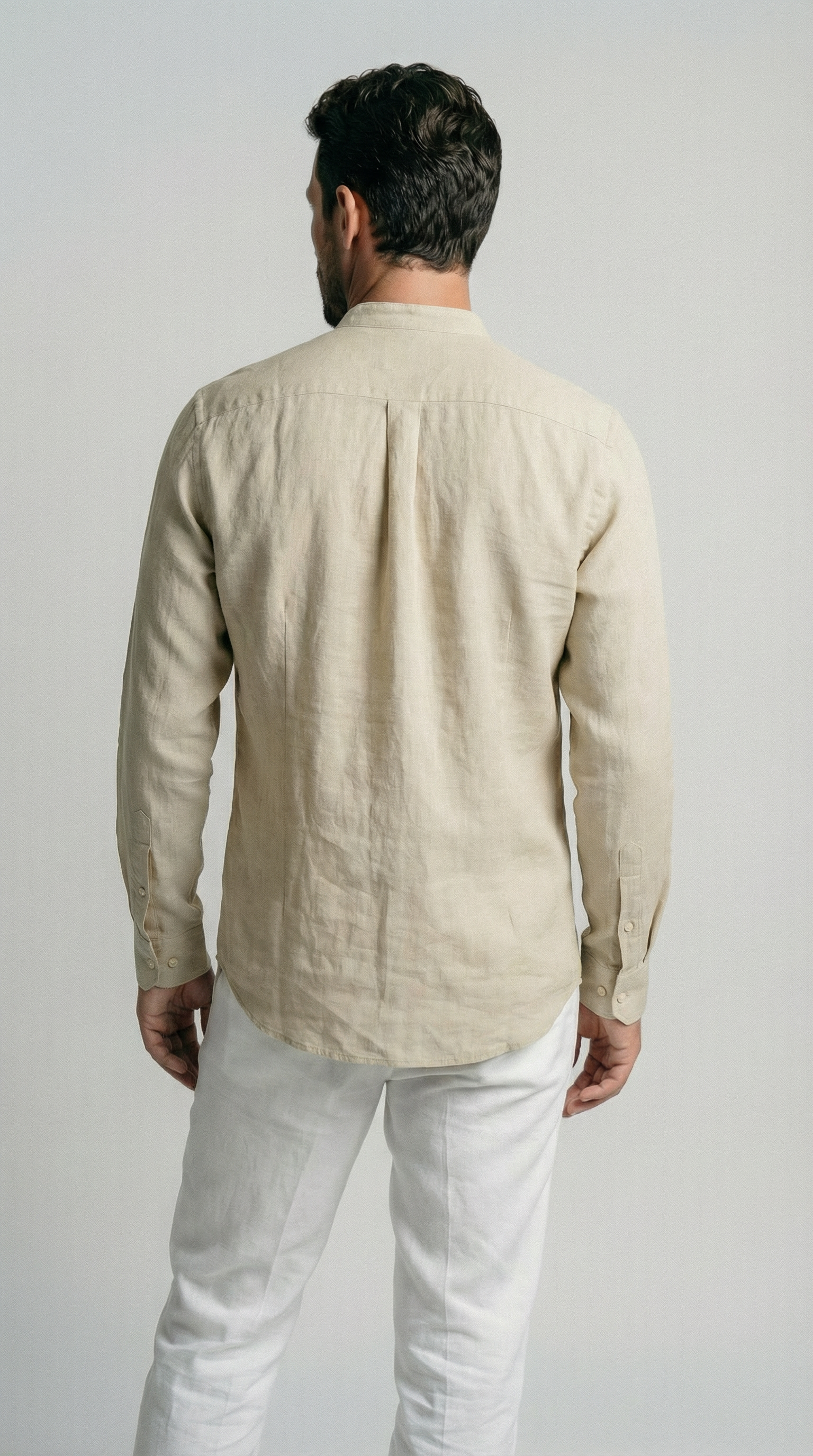 sand mandarin - 100% linen, side