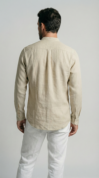 sand mandarin - 100% linen, side