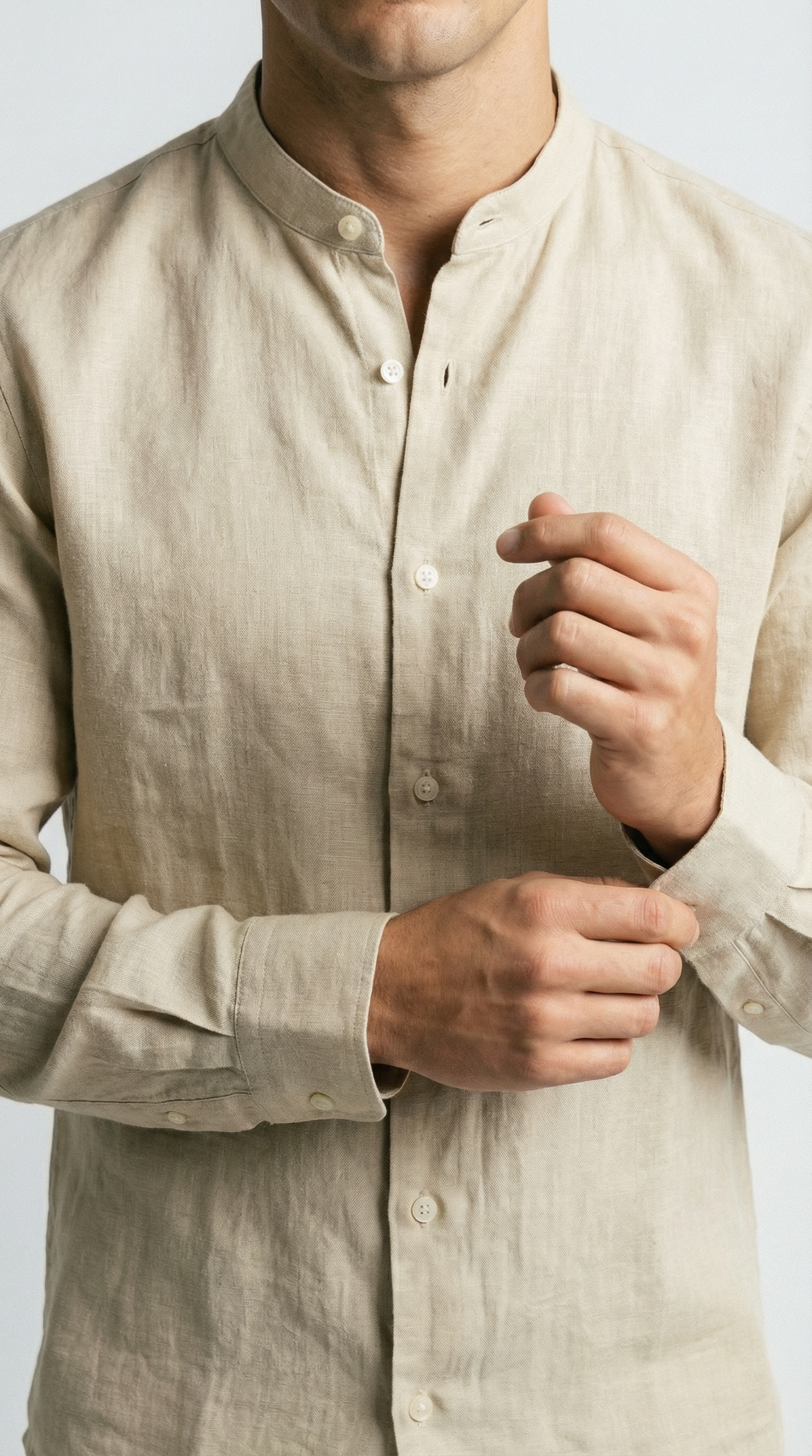 sand mandarin - 100% linen, detail