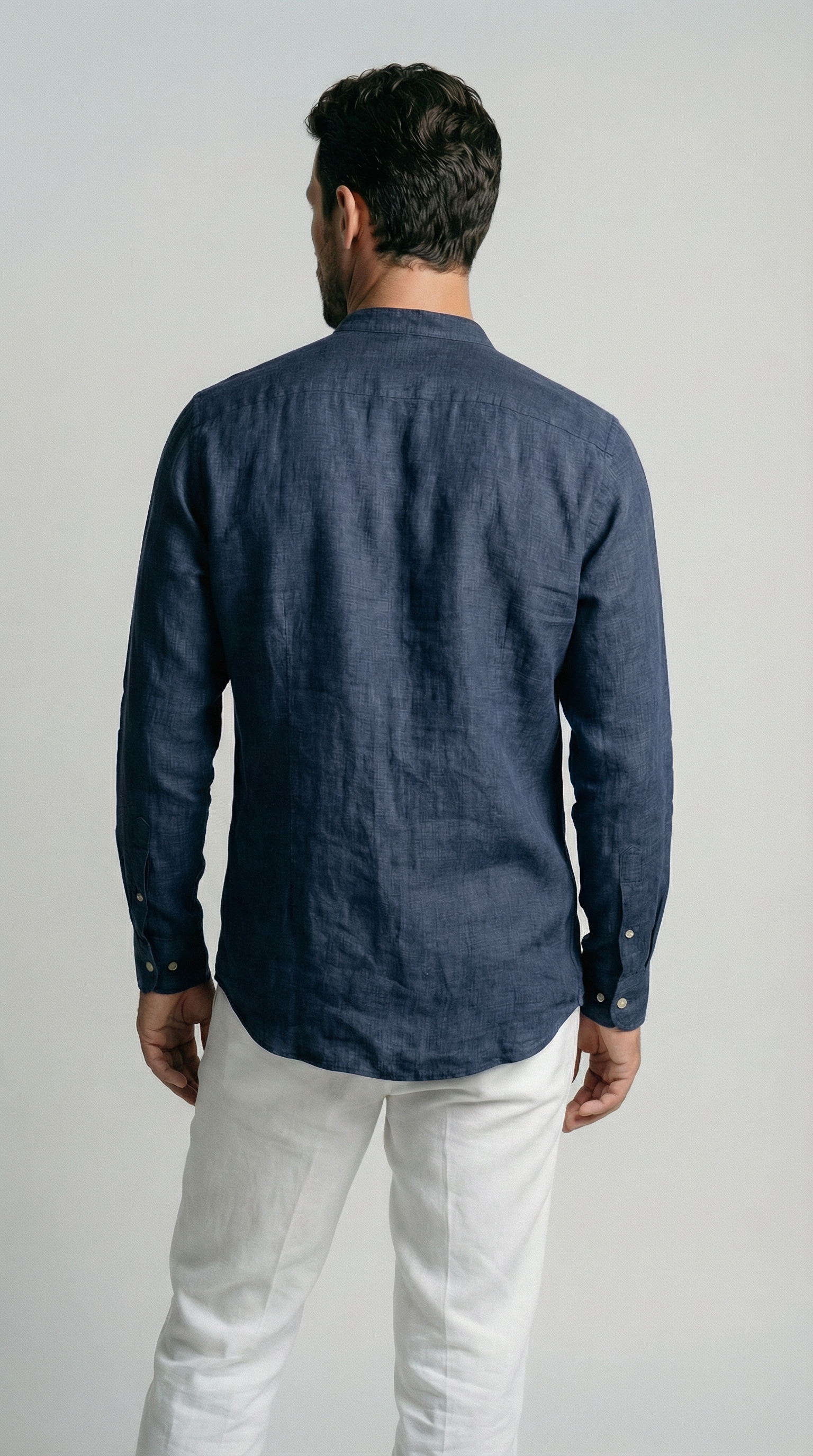 Deep Sea Blue Mandarin - 100% Linen