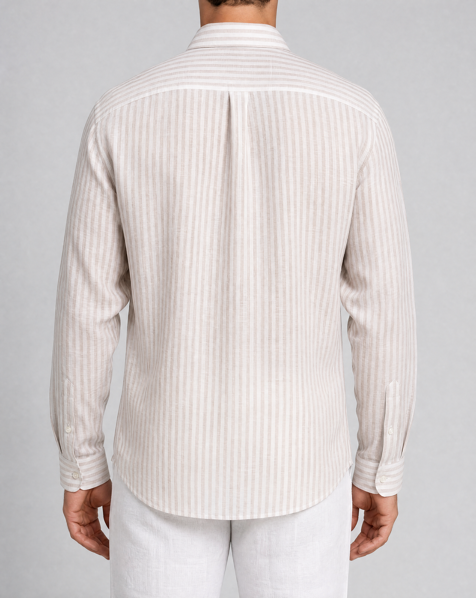 sand stripe linen shirt, made in napoli, back