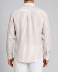 sand stripe linen shirt, made in napoli, back