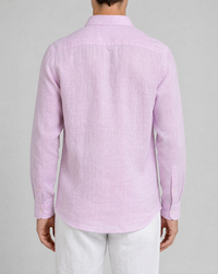 coral pink linen shirt, made in napoli, back