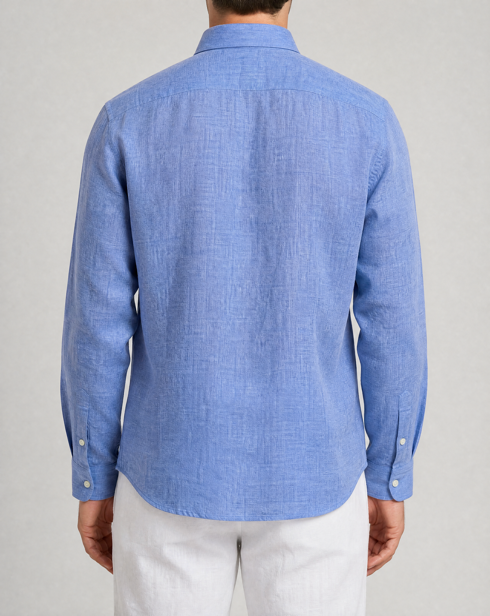 grotta blue linen shirt, made in napoli, back