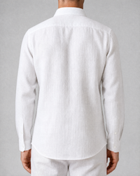 positano capsule linen shirt in white, back