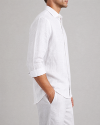 positano capsule linen shirt in white, detail