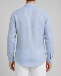 coastal blue linen shirt, made in napoli, back