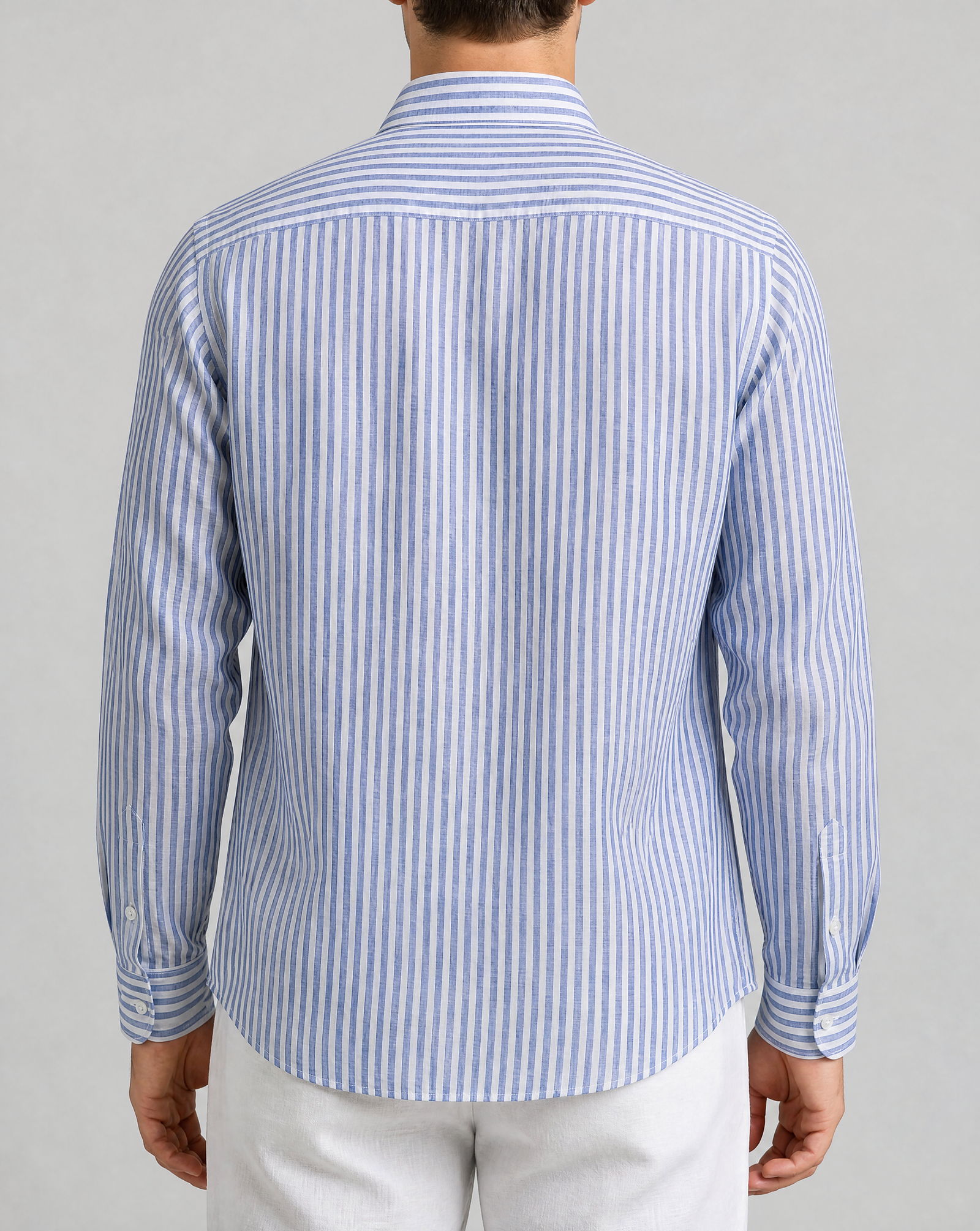 positano capsule linen shirt in sea stripe, back