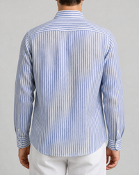 positano capsule linen shirt in sea stripe, back