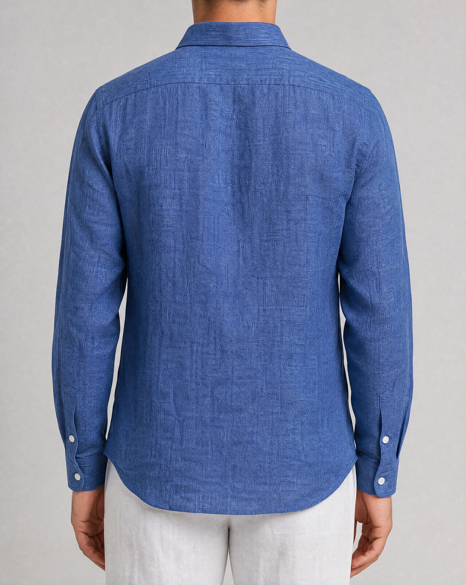 positano capsule linen shirt in midnight blue, back