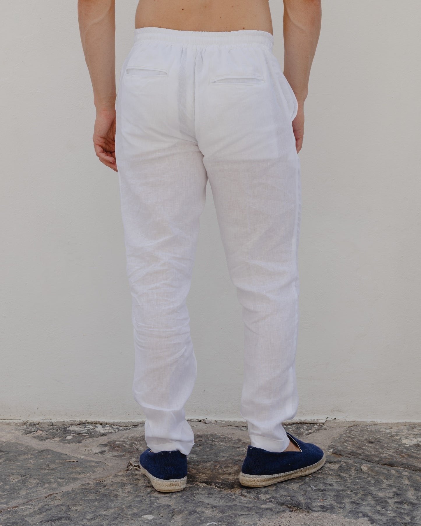 Pure White - 100% Linen Drawstring Pants