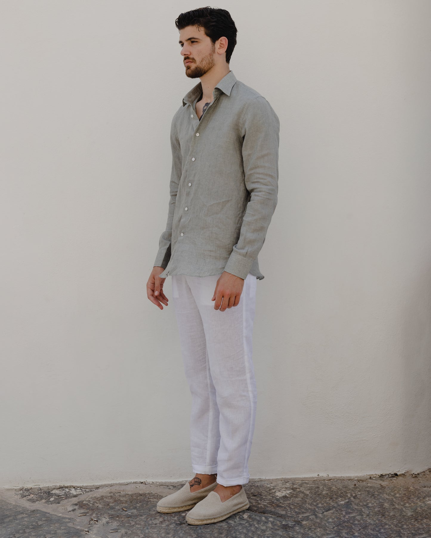 Stone Grey - 100% Linen Shirt