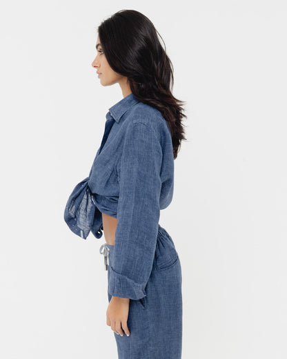 Capri Blue - 100% Linen Shirt