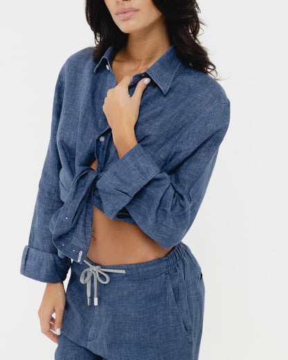 Capri Blue - 100% Linen Shirt