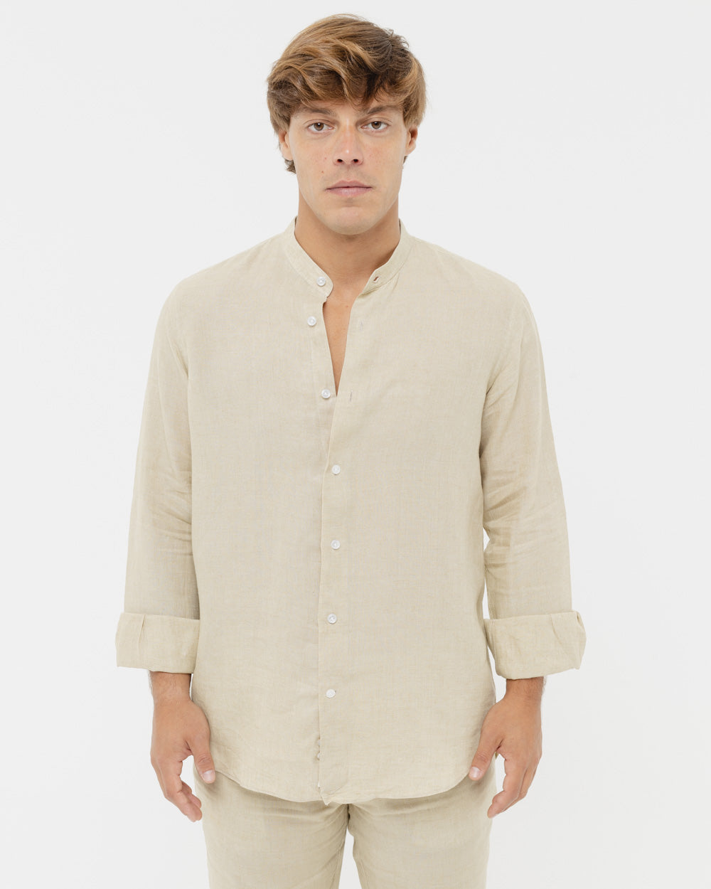 Sand Mandarin - 100% Linen Shirt
