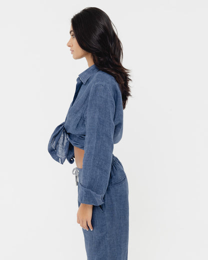 Capri Blue - 100% Linen Shirt