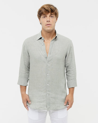 Stone Grey - 100% Linen Shirt