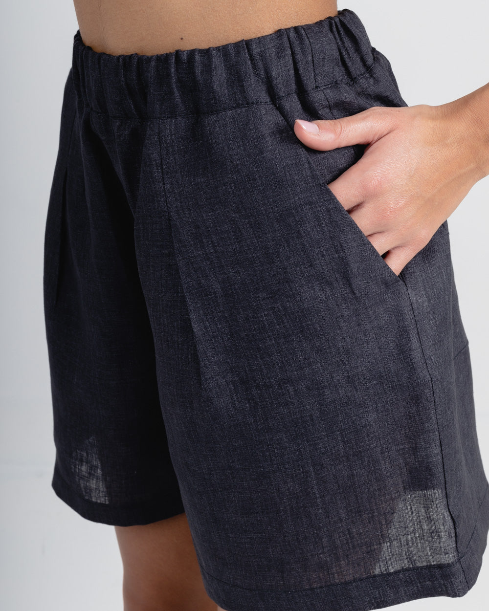 Shadow Black - 100% Linen Shorts