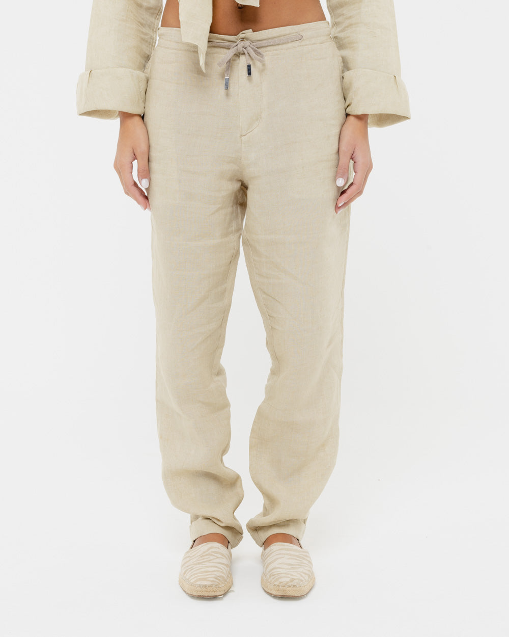 Sand Beige - 100% Linen Drawstring