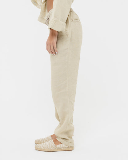 Sand Beige - 100% Linen Drawstring