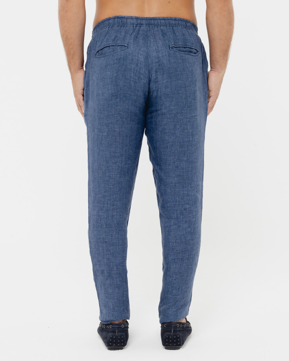 Capri Blue -  100% Linen Drawstring Pants