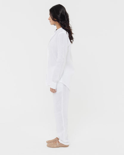 White Mandarin - 100% Linen Shirt
