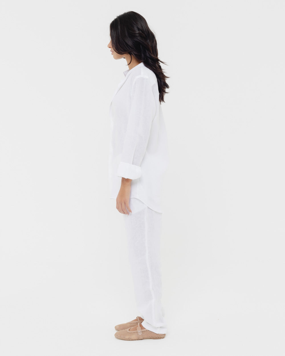 White Mandarin - 100% Linen