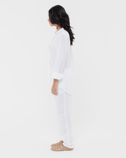 White Mandarin - 100% Linen Shirt