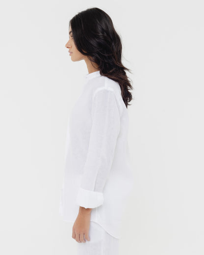 White Mandarin - 100% Linen Shirt