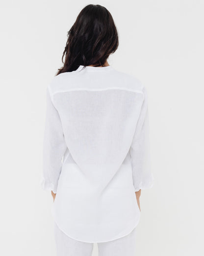 White Mandarin - 100% Linen Shirt