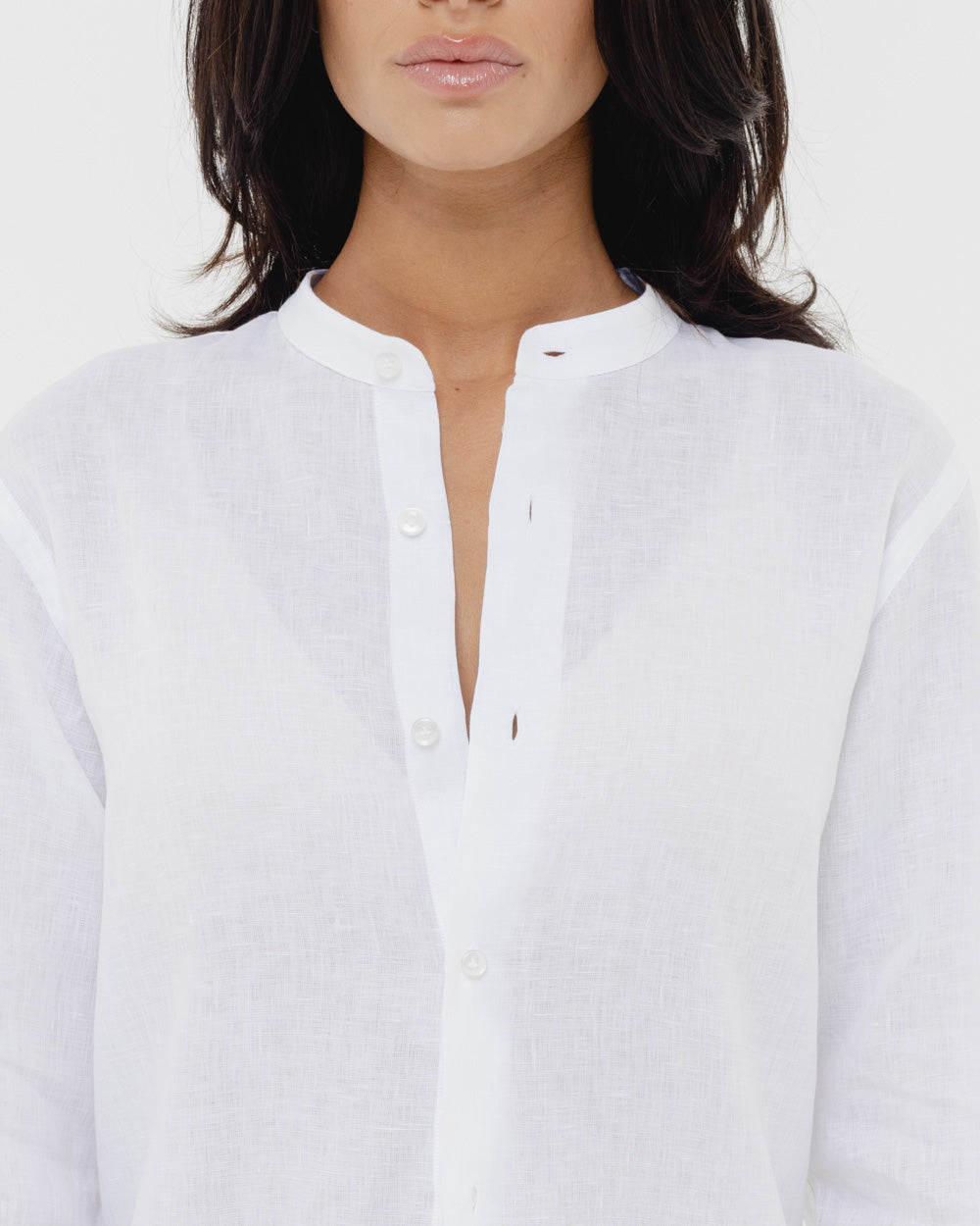 White Mandarin - 100% Linen