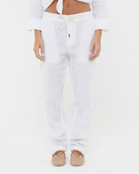 Pure White - 100% Linen Drawstring