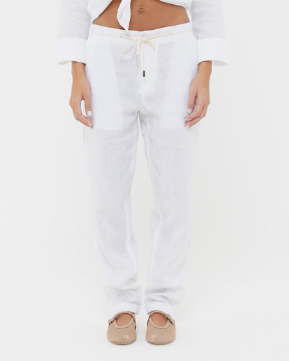 Pure White - 100% Linen Drawstring