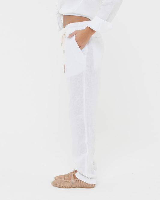 Pure White - 100% Linen Drawstring