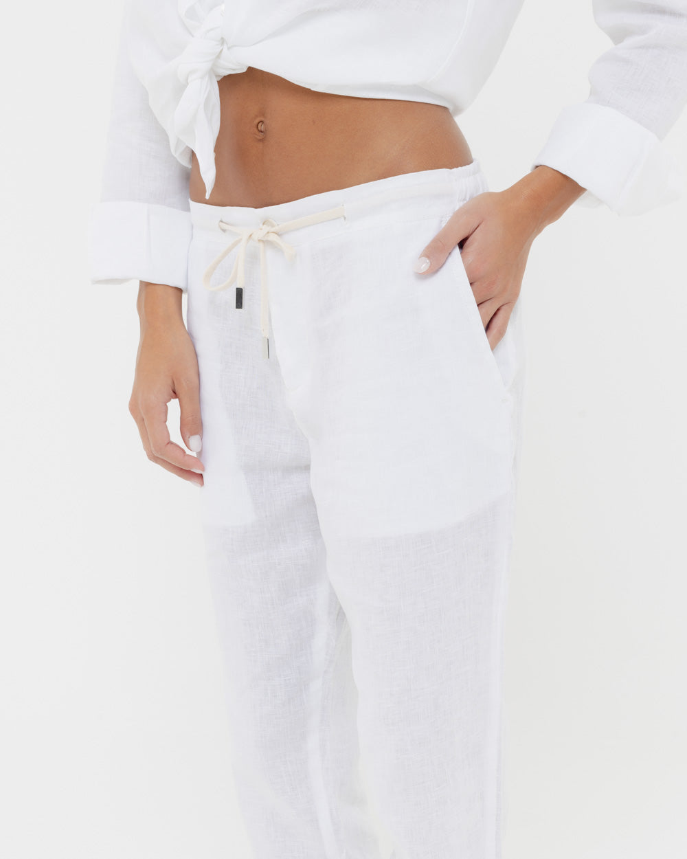 Pure White - 100% Linen Drawstring