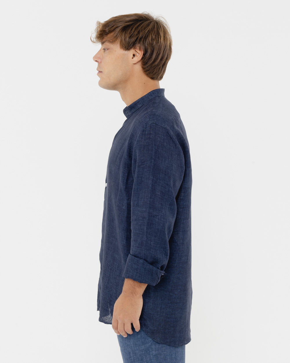 Capri Blu Mandarin - 100% Linen Shirt