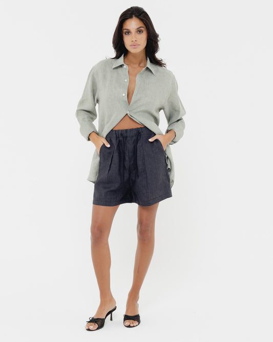 Stone Grey - 100% Linen Shirt