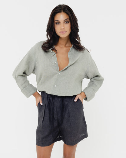 Stone Grey - 100% Linen Shirt