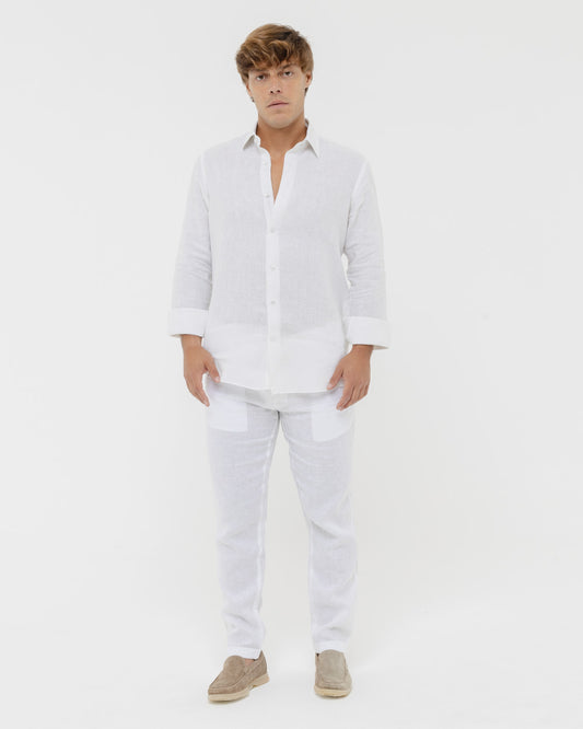 Pure White - 100% Linen Matching Set