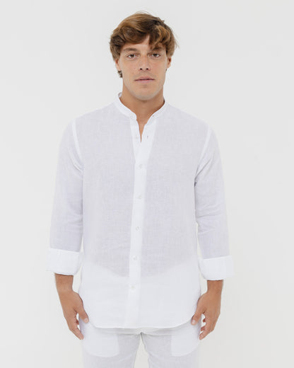 White Mandarin - 100% Linen Shirt
