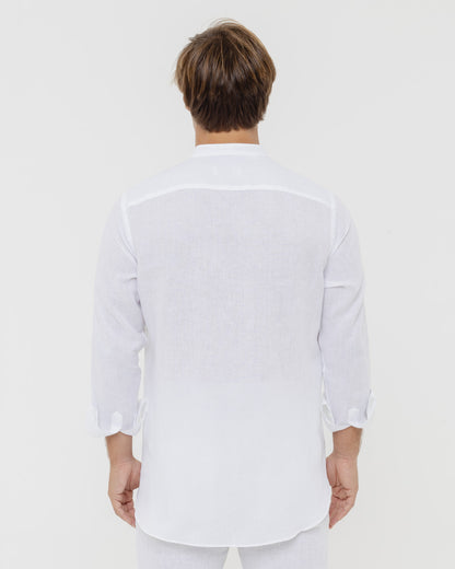 White Mandarin - 100% Linen Shirt