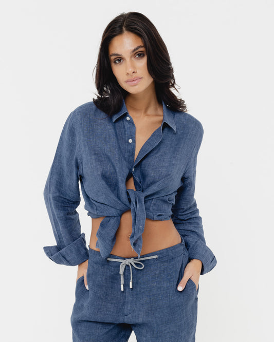 Capri Blue - 100% Linen Shirt