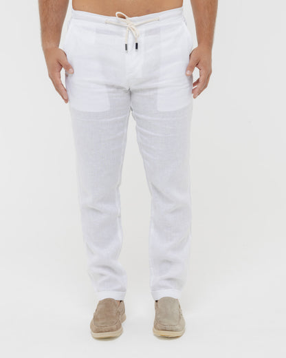 Pure White - 100% Linen Drawstring