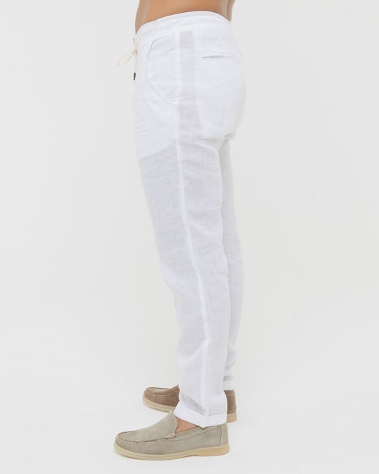 Pure White - 100% Linen Drawstring