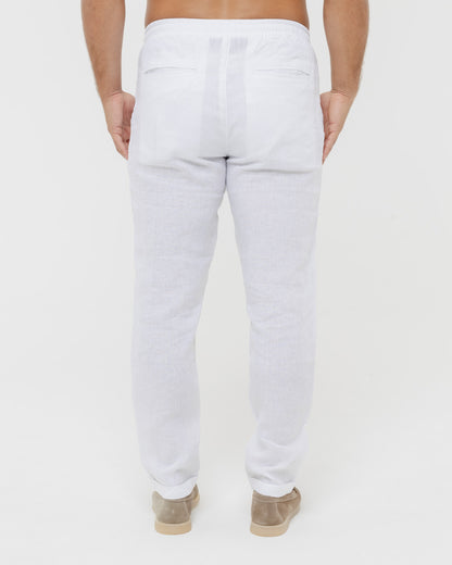 Pure White - 100% Linen Drawstring