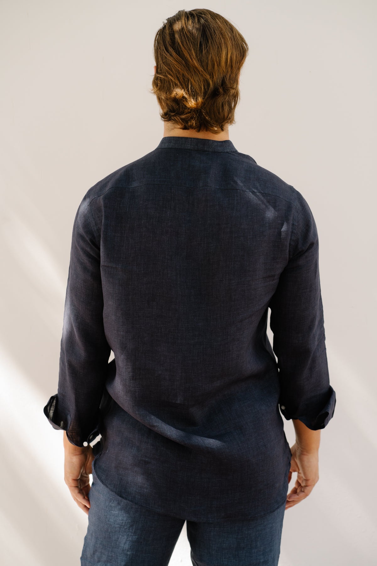 Capri Blu Mandarin - 100% Linen Shirt