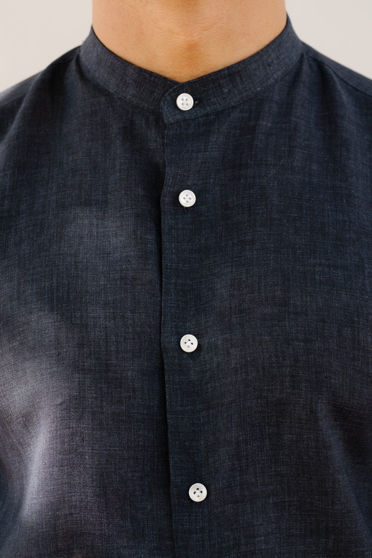 Capri Blu Mandarin - 100% Linen Shirt